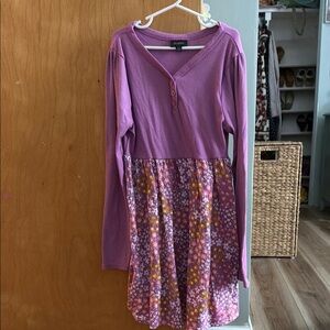 Purple Long Sleeve Floral Dress